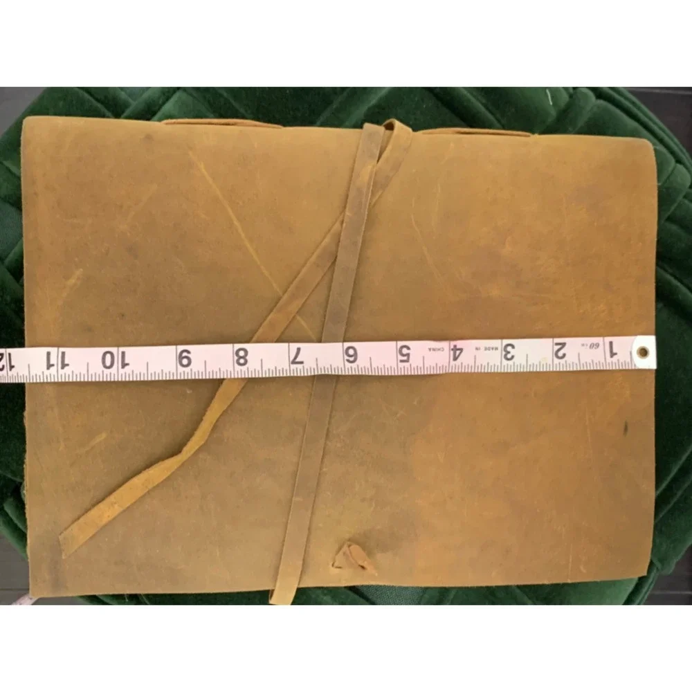 Handmade Leather Journal Deckle Edge Paper Rustic Tan Diary Wrap Tie 11x8.5x2